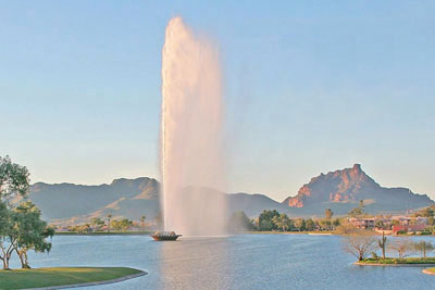 Active fountain shooting water